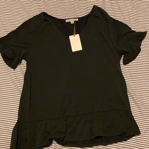 Black Ruffle Sleeve and Hem top